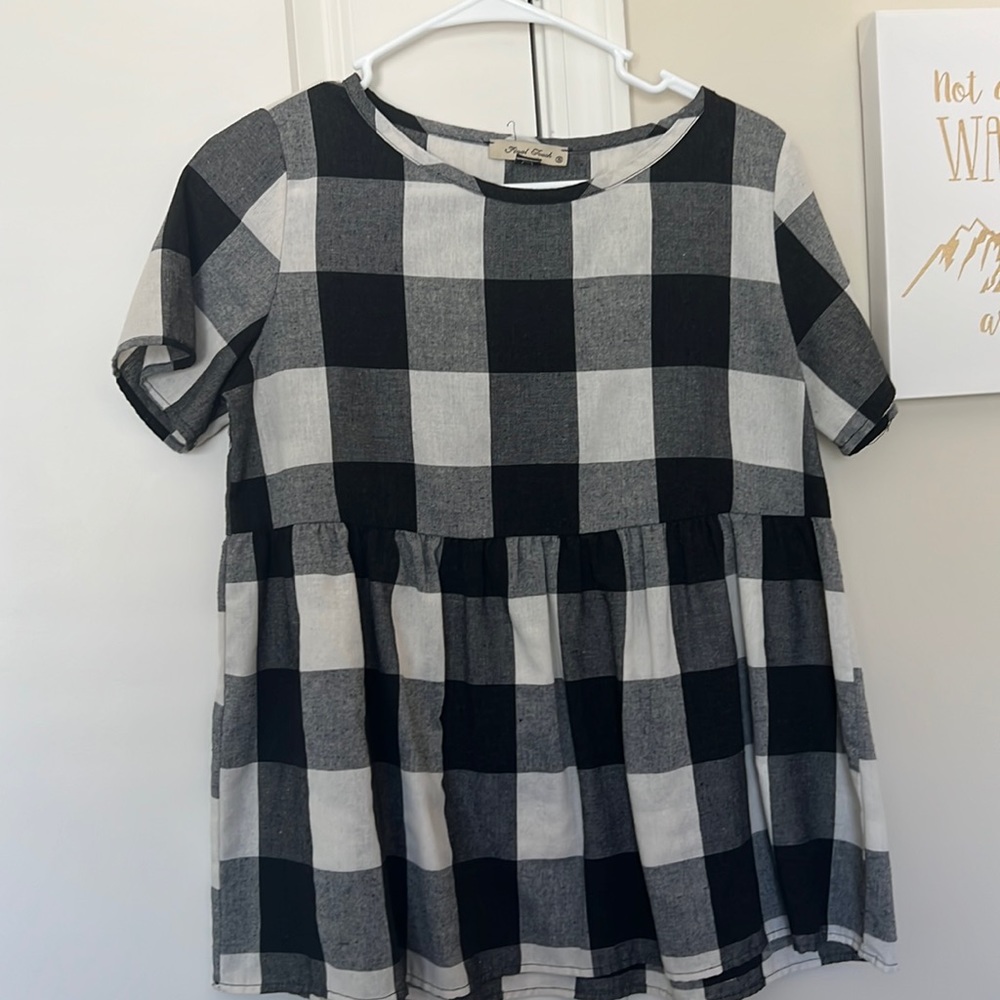 Black and White Checkered Babydoll Tee